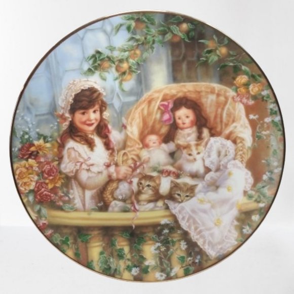 Sandra Kuck Collector's Plate - "Cats In The Cradle" - Hearts and Flowers - Picture 1 of 2